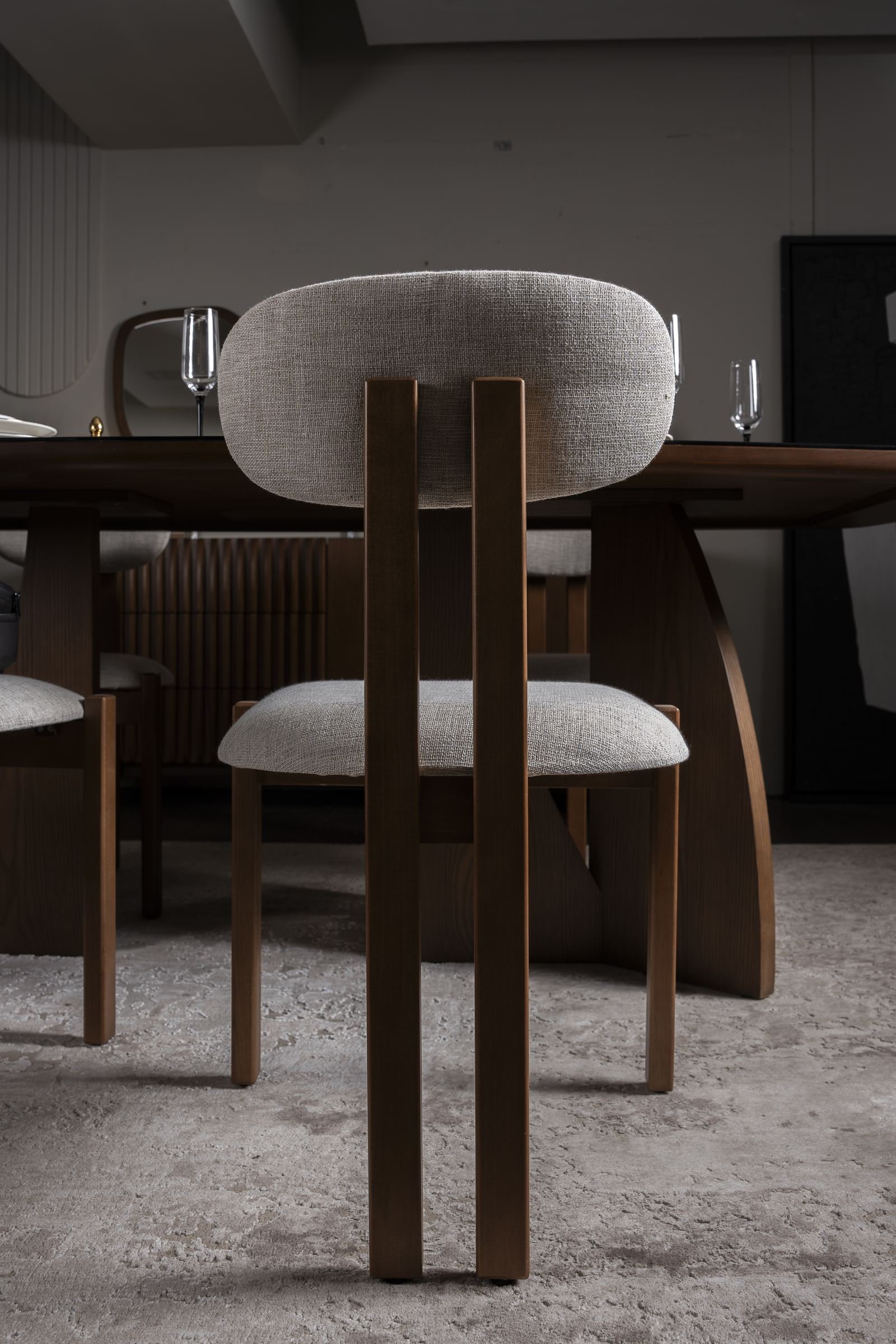 Dining chair and table on a soft rug
