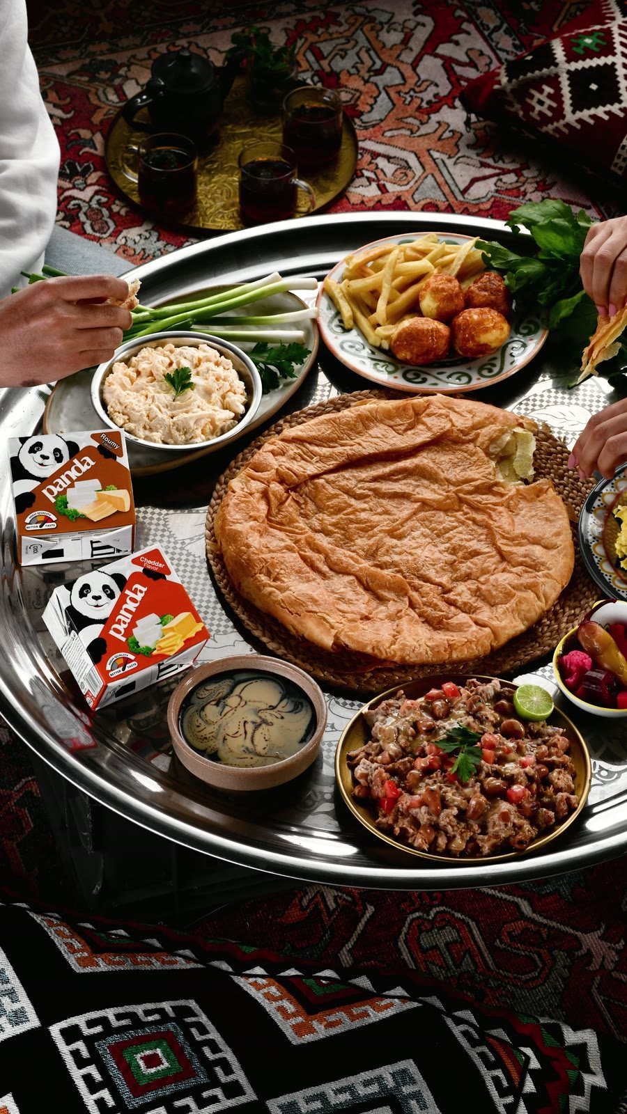 Panda — iftar spread with Panda cheese on the table